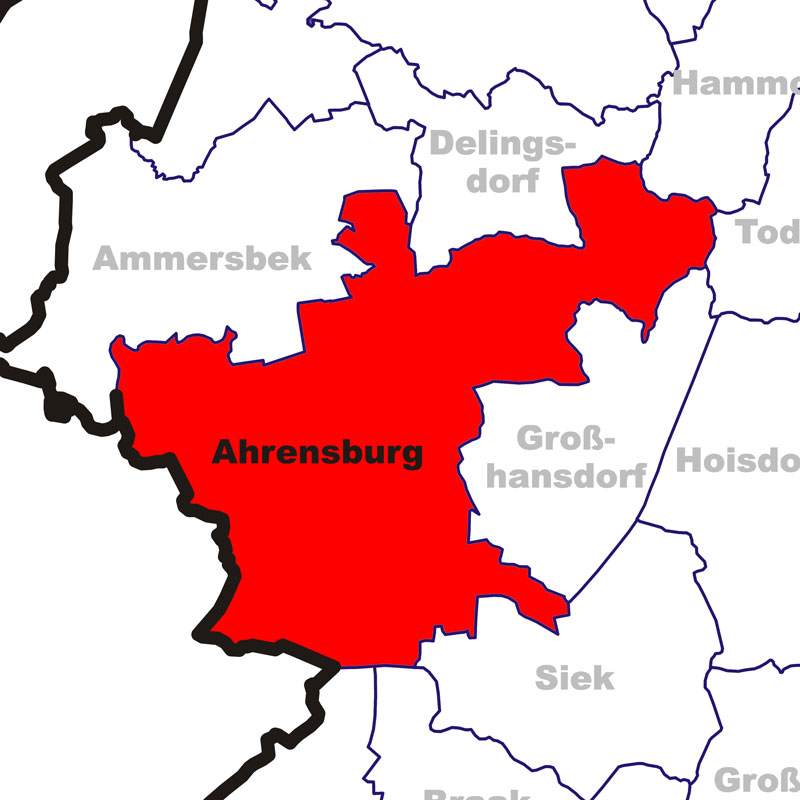 Karte Stadt Ahrensburg - Anklicken öffnet Kreiskarte